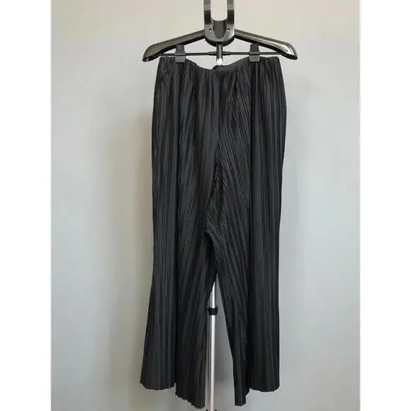 Free People Winona Pleated Accordion Flare Wide Leg Pants Black Sz XL - Picture 2 of 5